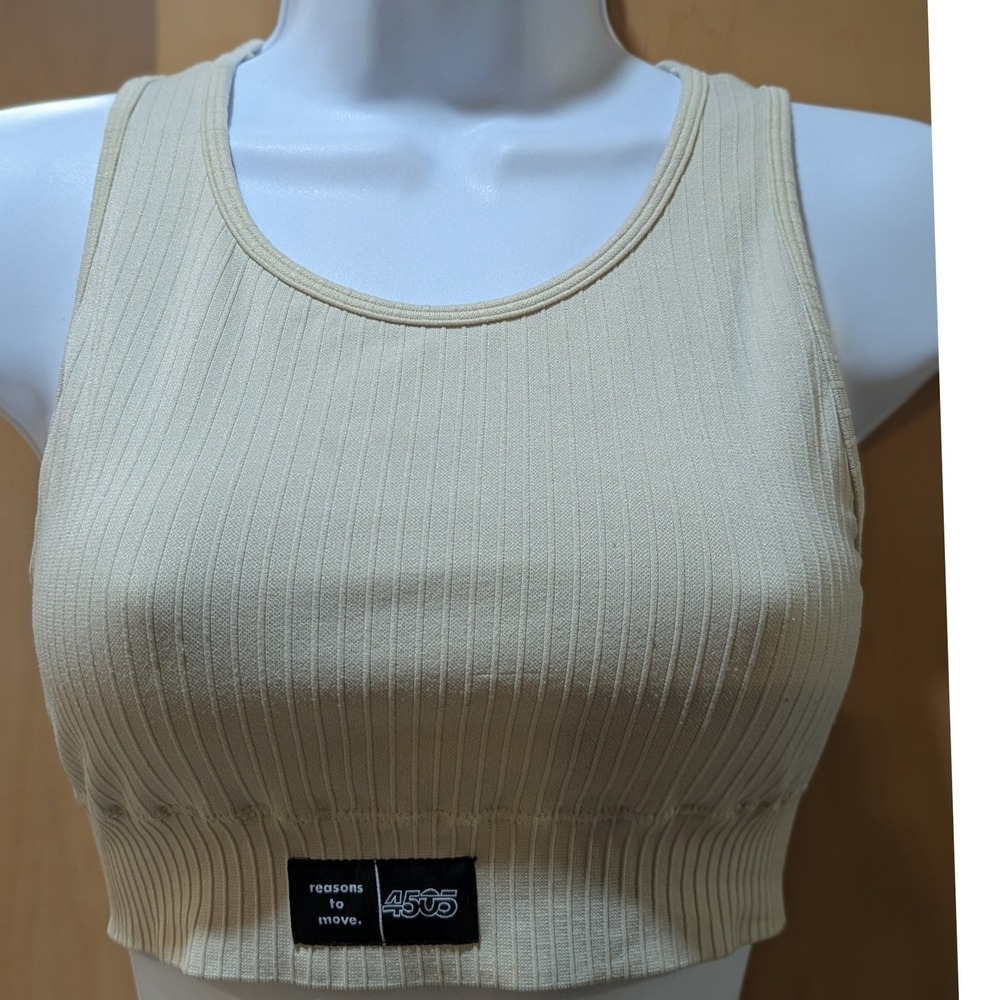 ASOS 4505 Womens Ribbed Knit Crop Tank Top Beige Neutral Size S Athletic Yoga
